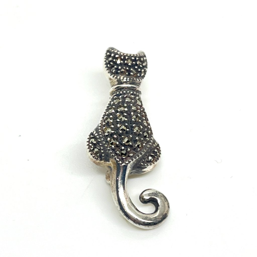 Judith Jack Cat Brooch Sterling Silver Marcasite Pin Vintage Signed 925 68$